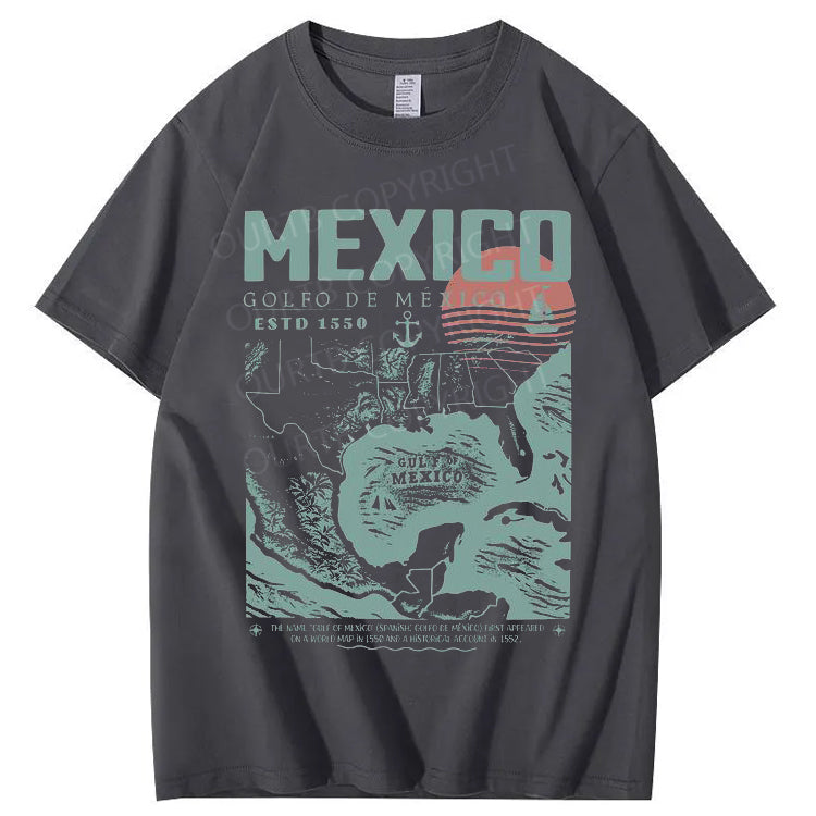 Mexico Pattern Print Crew Neck T-Shirt