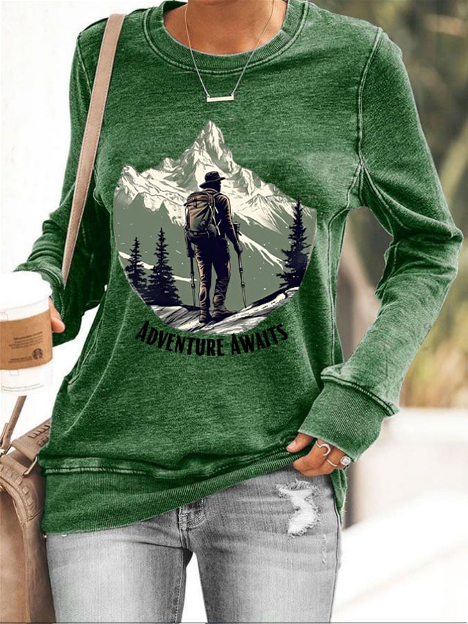 Women's Adventure Awaits Hiking Print Sweatshirt