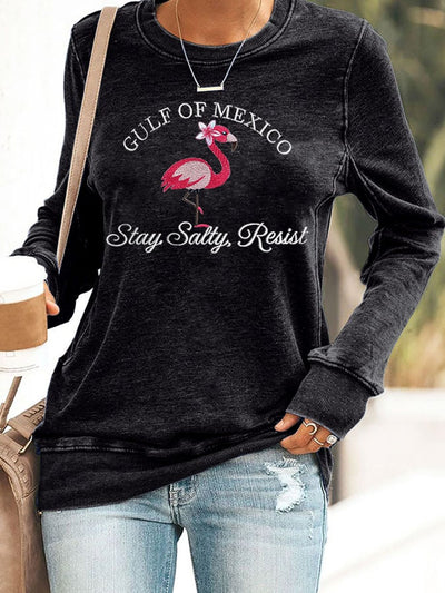 Women's Gulf Of Mexico Print Round Neck Sweatshirt