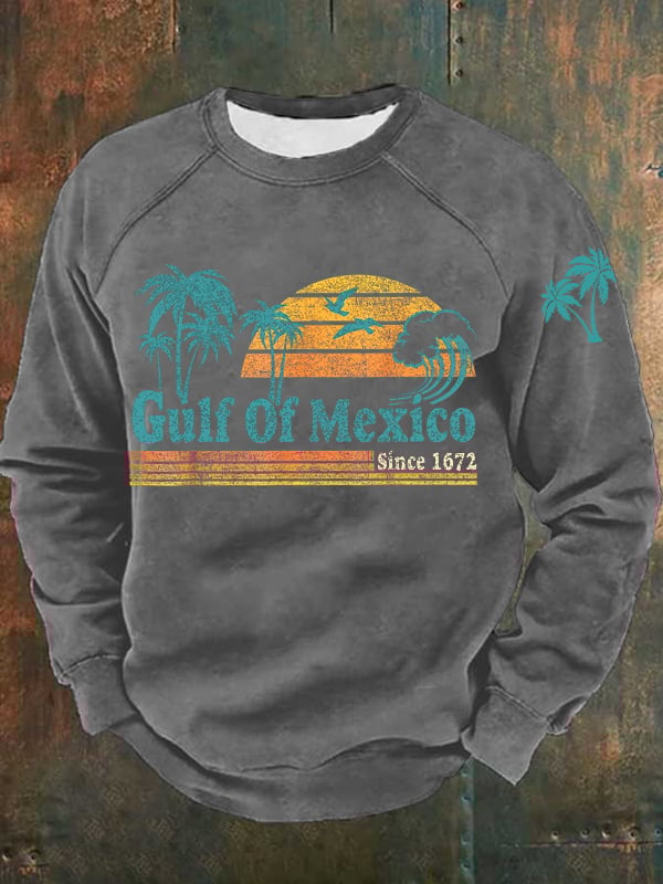 Man's Gulf Of Mexico Print Casual Sweatershirt