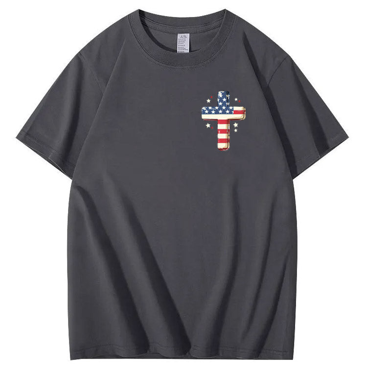 Independence Day Stars&Stripes Jesus Chirs Pattern Print T-Shirt