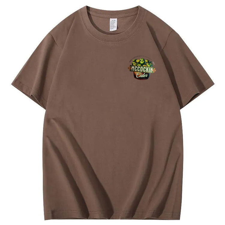 Mccuckin Cider Print Pattern Crew Neck T-Shirt