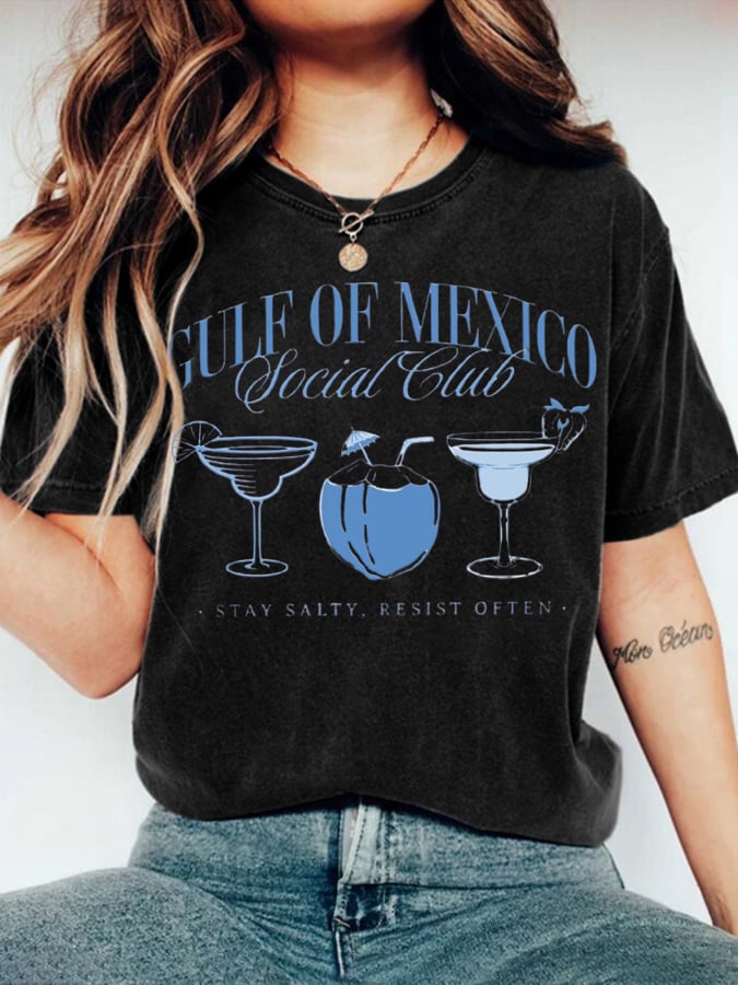 Women's Gulf of Mexico Social Club Stay Salty Resist Often Printed Short-Sleeved T-Shirt