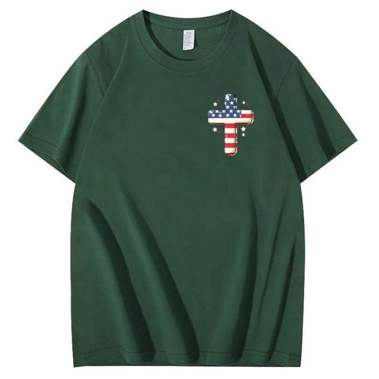 Independence Day Stars&Stripes Jesus Chirs Pattern Print T-Shirt