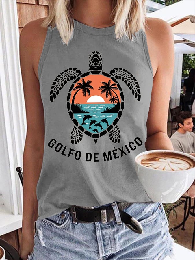 Women’s Retro Gulf Of Mexico Print Tank Top