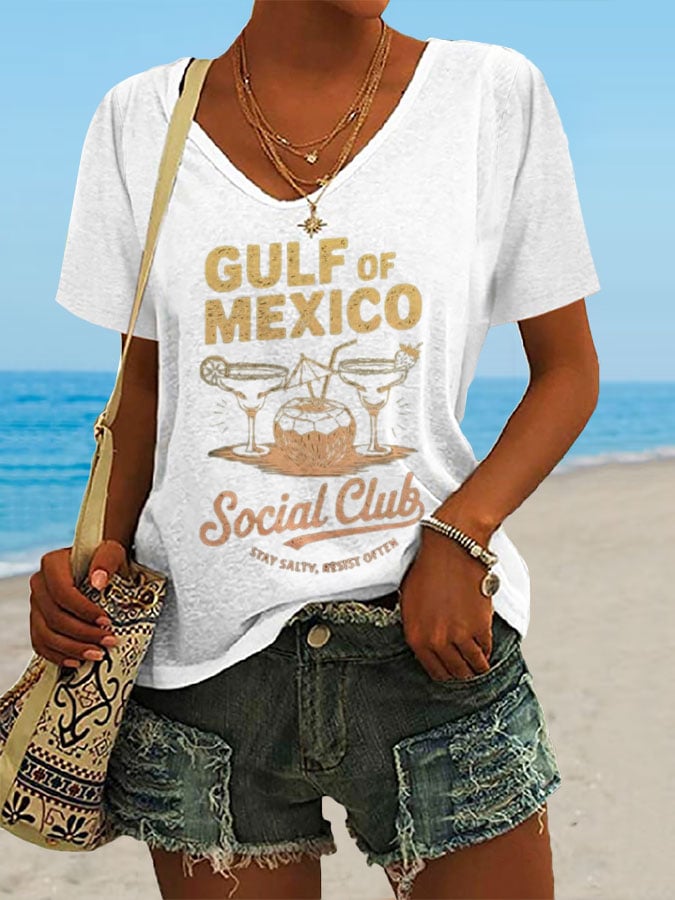 Women's Gulf Of Mexico Print Casual T-Shirt