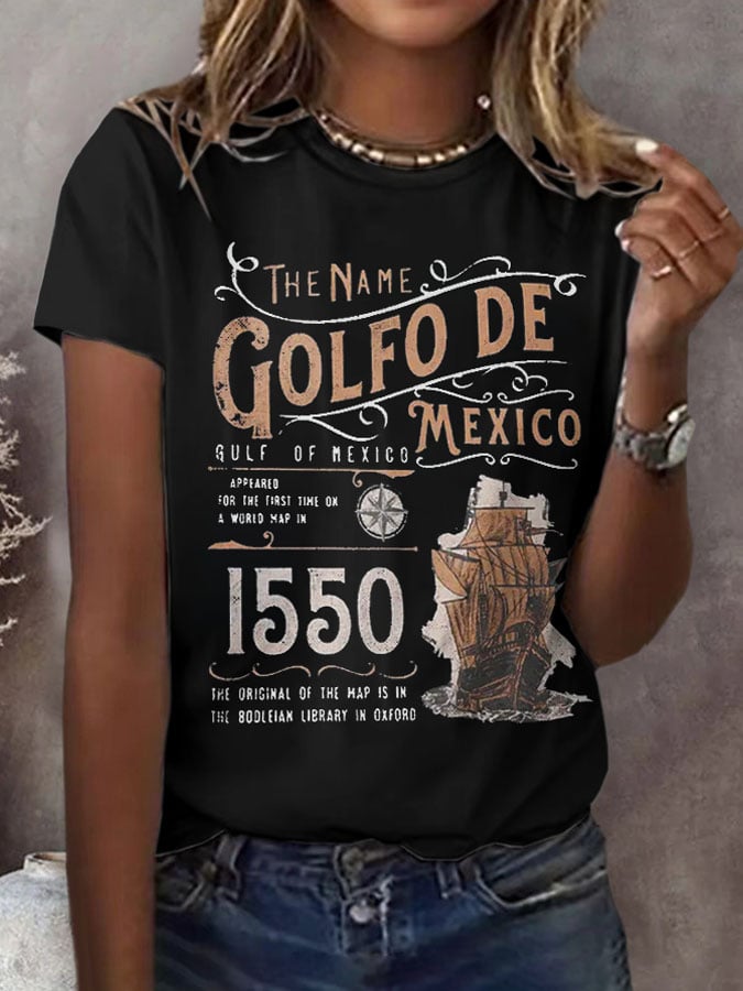 Women's Retro Gulf of Mexico Print T-Shirt