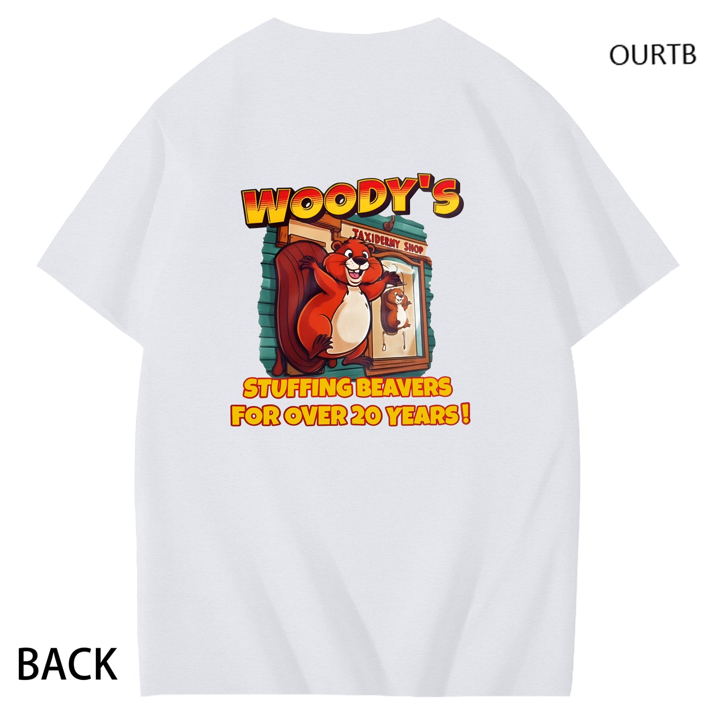 Woody's Stuffing Beavers For Over 20 Years Funny Art Pattern Print T-Shirt