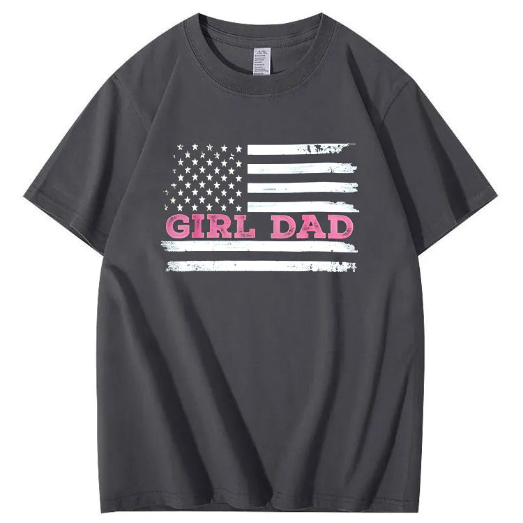 Girl Dad Pattern Print 100%Cotton T-Shirt