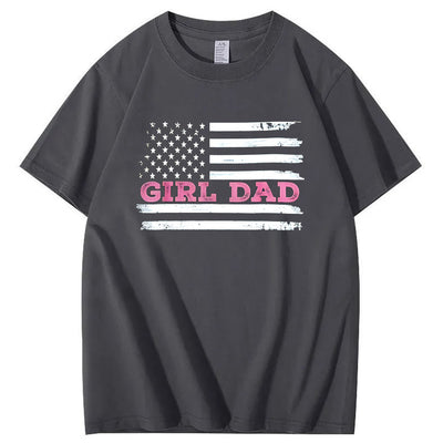 Girl Dad Pattern Print 100%Cotton T-Shirt