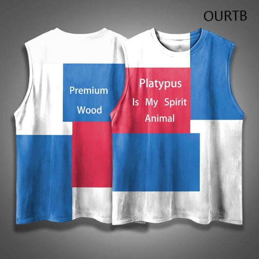 Premium Wood Platypus Is My Spirit Animal 1776 Patriot Flag Red White And Blue USA Independence Day Funny Adult Discomfort Art Print Cotton Sleeveless Tank Tops