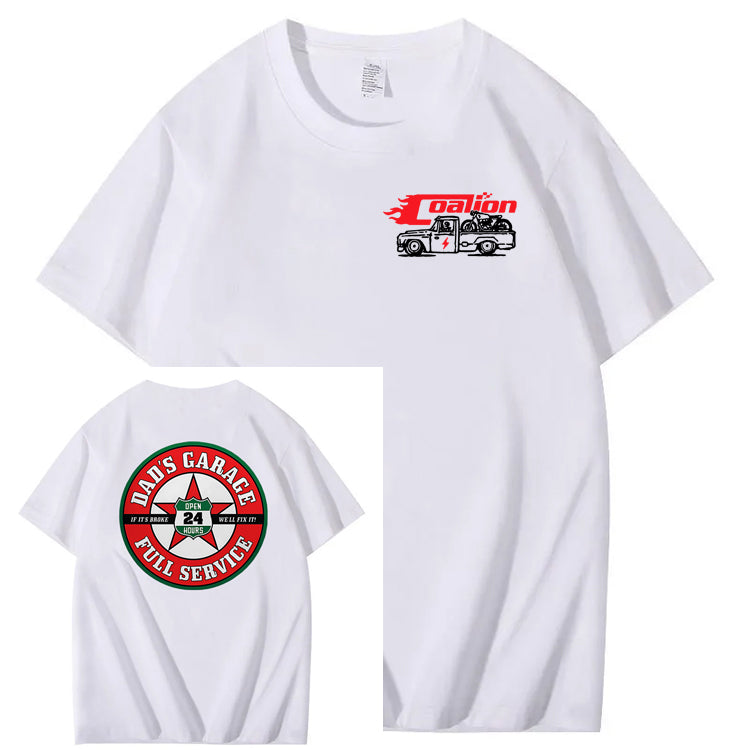 Dad's Garage Full Service If It's Broke We'll Fix It Printed Men's T-shirt