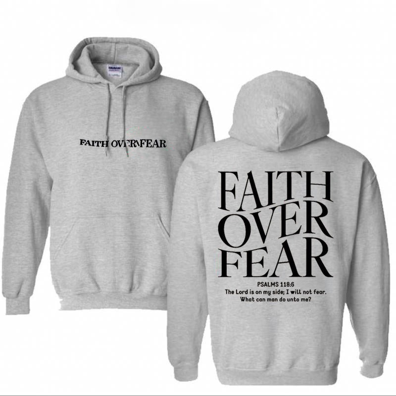 Faith Over Fear Pattern Printed Classics Hooded Sweatshirt