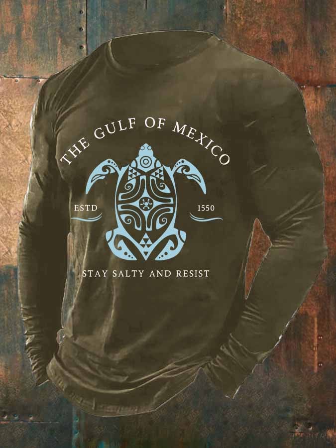 Men's Gulf Of Mexico Print Long Sleeve Top