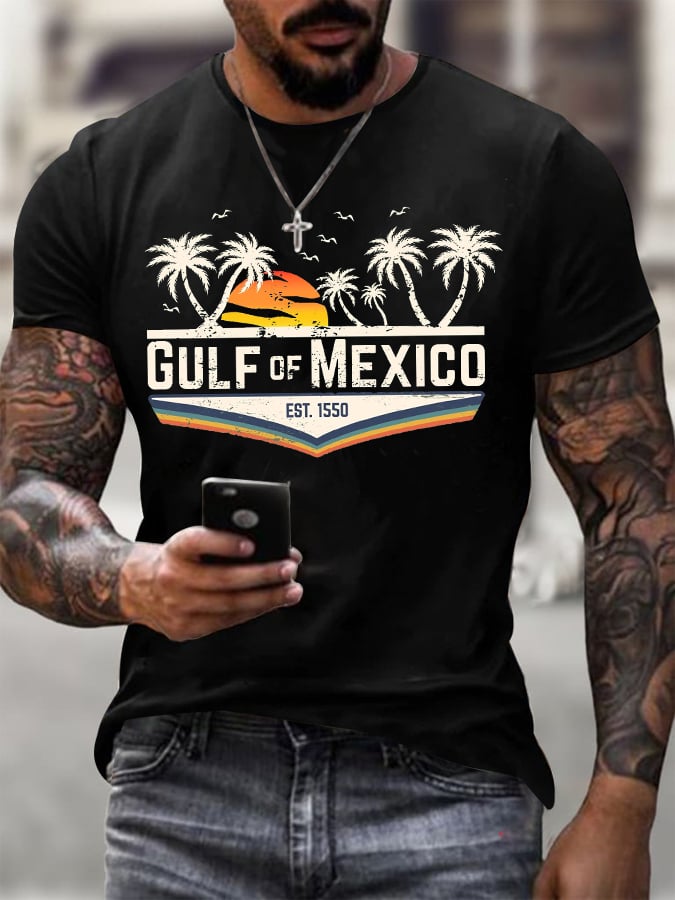 Men's Gulf Of Mexico Printed Round Neck T-Shirt