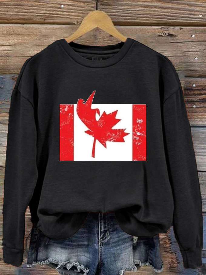 Women's Funny Canada Flag Printed Sweatshirt