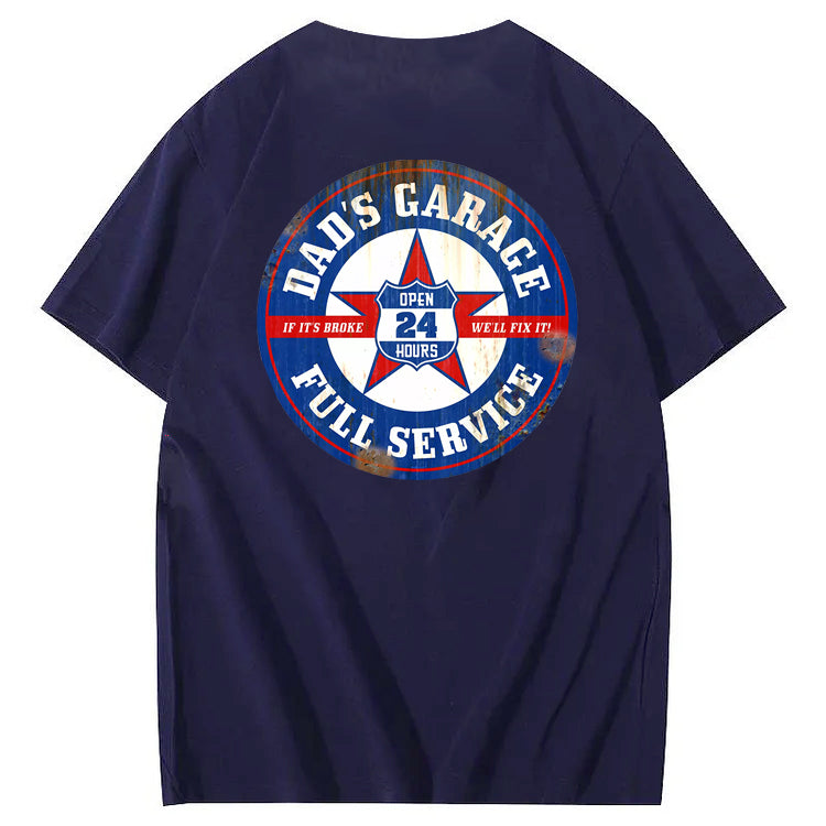 Dad's Garage Full Service If It's Broke We'll Fix It Printed Men's T-shirt