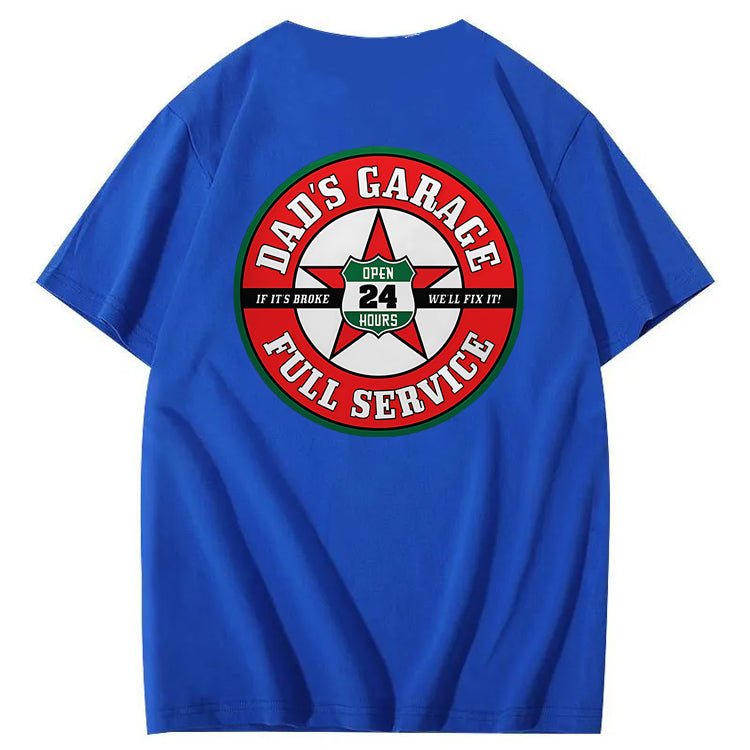 Dad's Garage Full Service If It's Broke We'll Fix It Printed Men's T-shirt