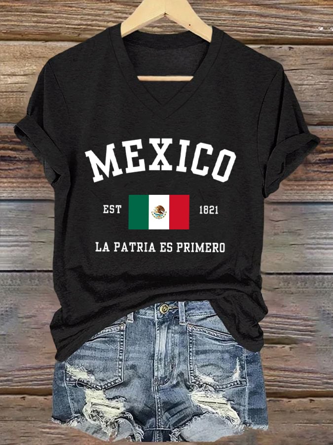 Women's Mexico Flag Print T-Shirt