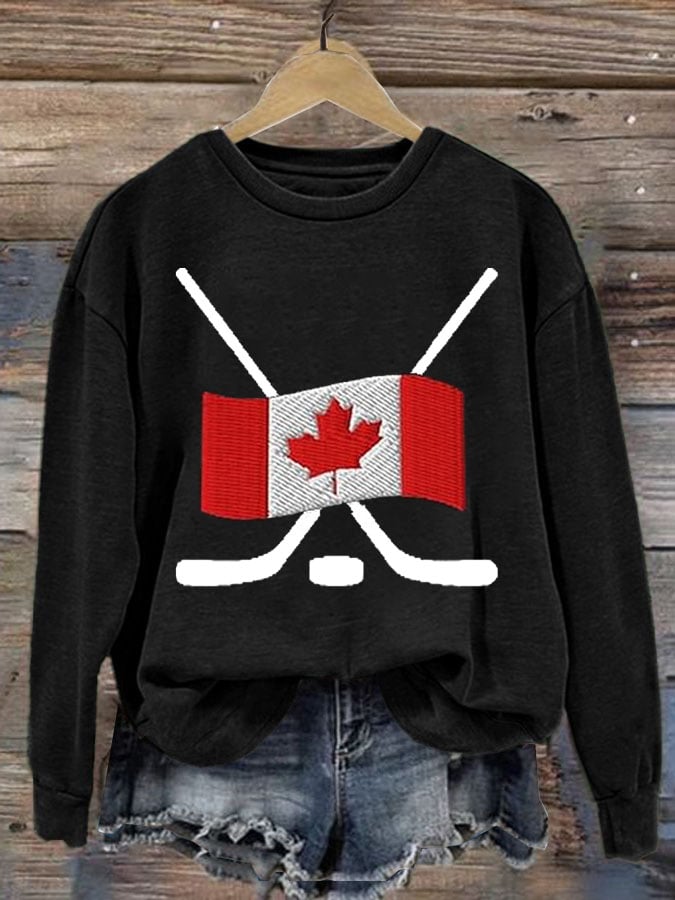 Women'S Canada Hockey Print Sweatshirt