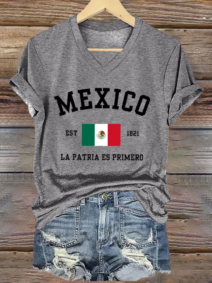 Women's Mexico Flag Print T-Shirt