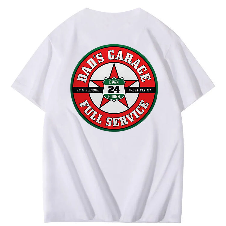 Dad's Garage Full Service If It's Broke We'll Fix It Printed Men's T-shirt