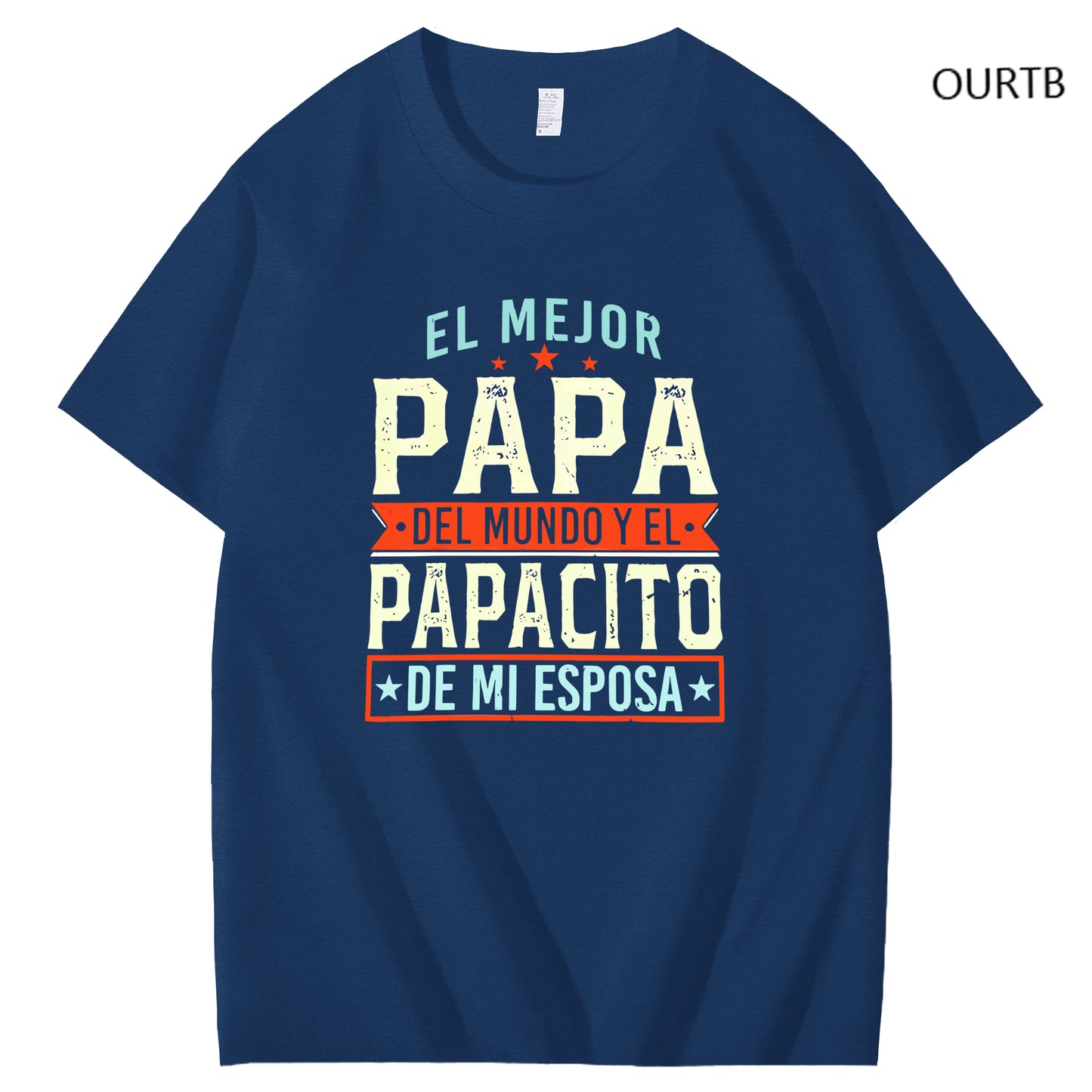 El Mejor Papa Del Mundo Yel Papacito De Mi Esposa Funny Art Pattern Print T-Shirt