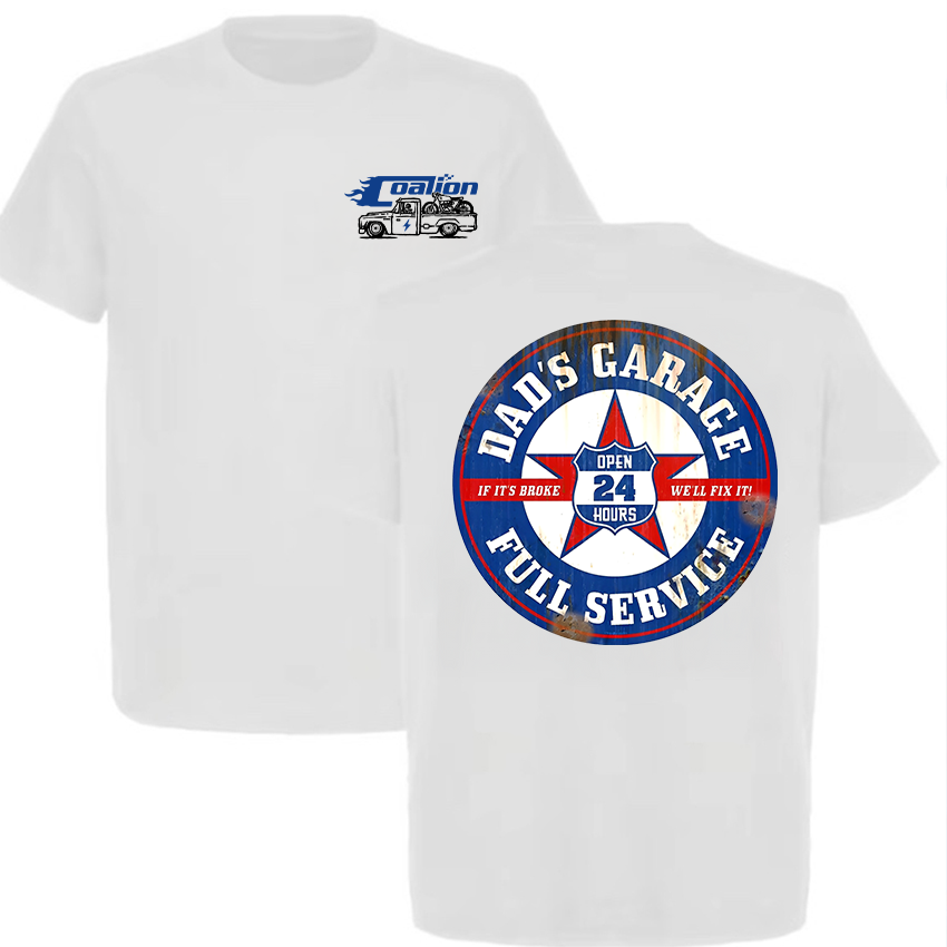 Dad's Garage Full Service If It's Broke We'll Fix It Printed Men's T-shirt