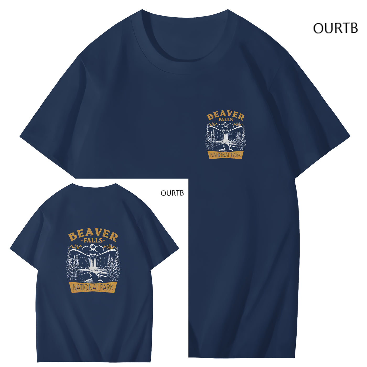 Beaver Falls National Park Funny Art Pattern Print T-Shirt