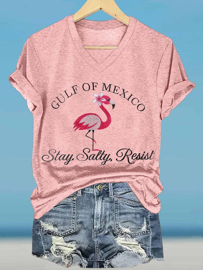 Women's Gulf Of Mexico Printed V Neck T-Shirt