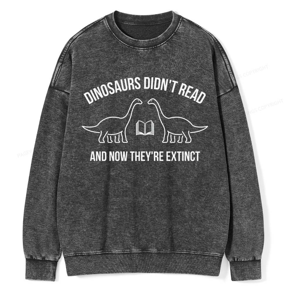 Dinosaurs Didn't Read Unisex Washed Sweatshirt