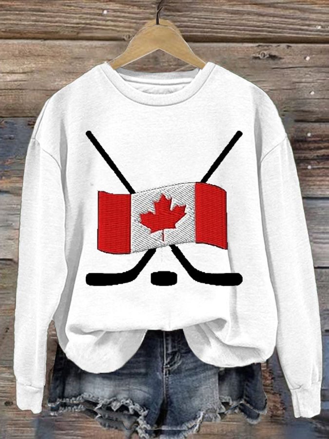 Women'S Canada Hockey Print Sweatshirt
