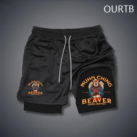 Muhn Ching All You Can Eat Beaver China Buffet Funny Art Print Shorts Pants