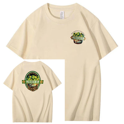 Mccuckin Cider Print Pattern Crew Neck T-Shirt
