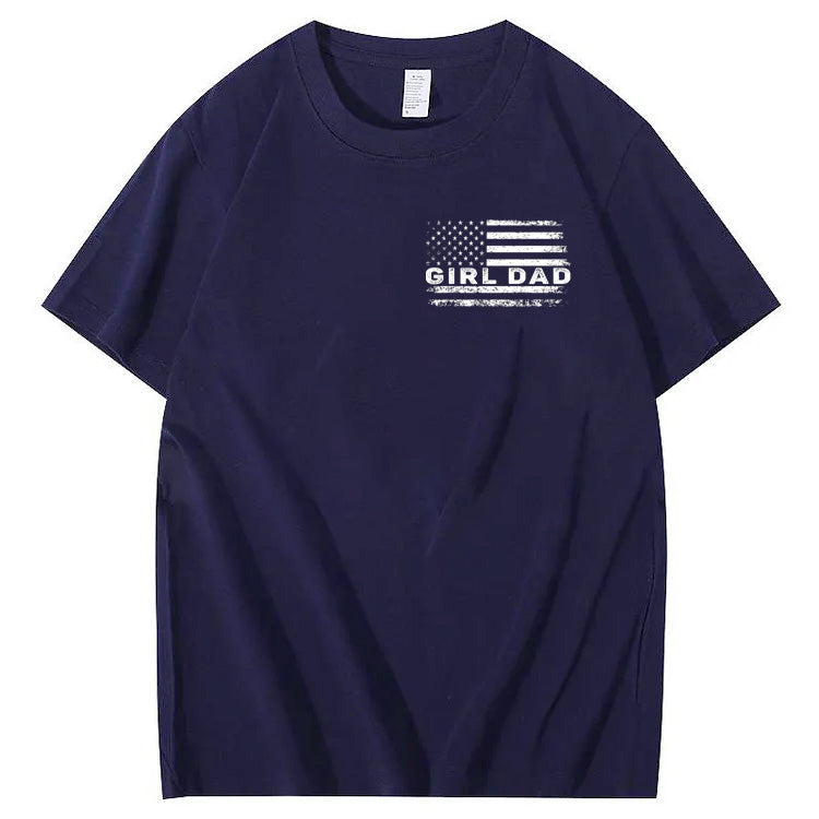 Girl Dad Pattern Print 100%Cotton T-Shirt