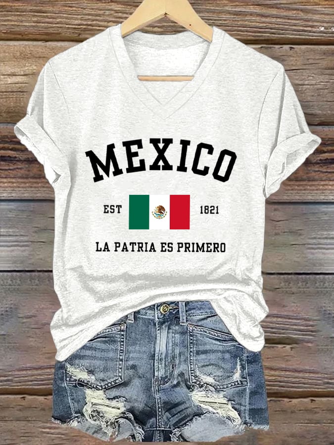 Women's Mexico Flag Print T-Shirt
