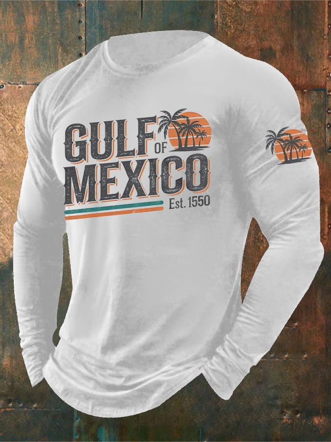 Men'S Retro Gulf of Mexico Print T-Shirt