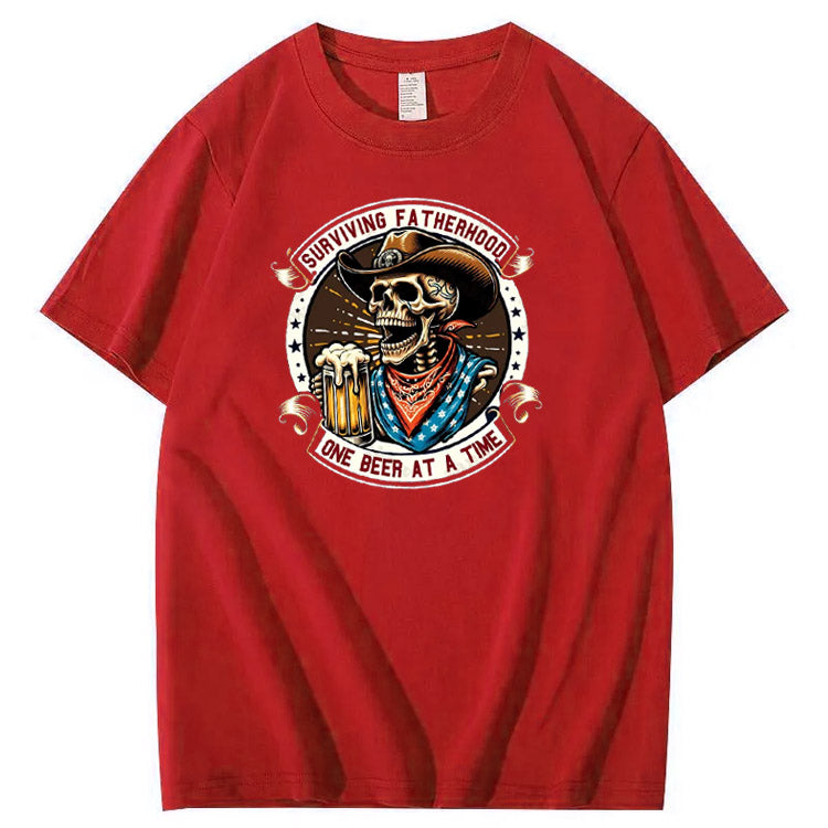 One Beer At A Time Pattern Print 100%Cotton T-Shirt