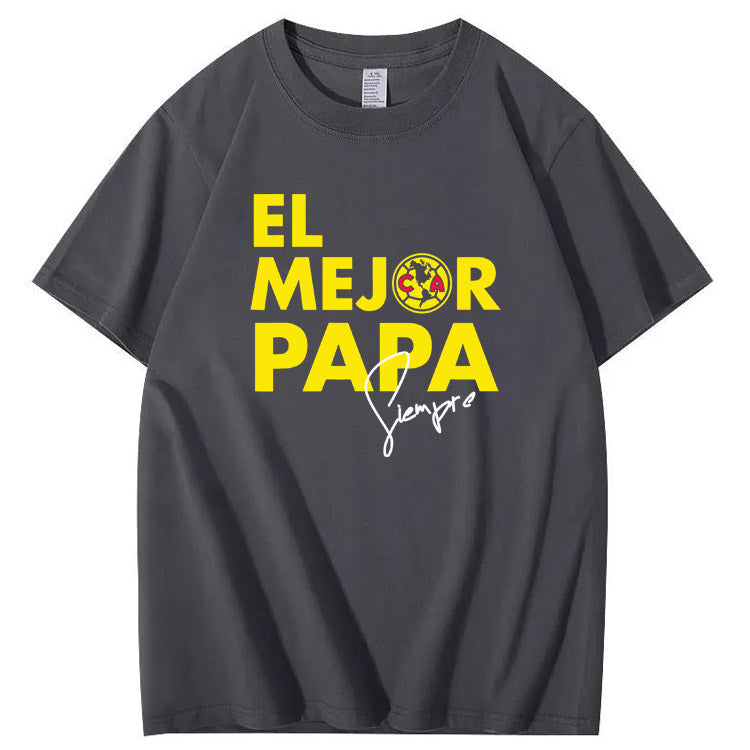 El Mejor Papa Siempre Pattern Print 100%Cotton T-Shirt