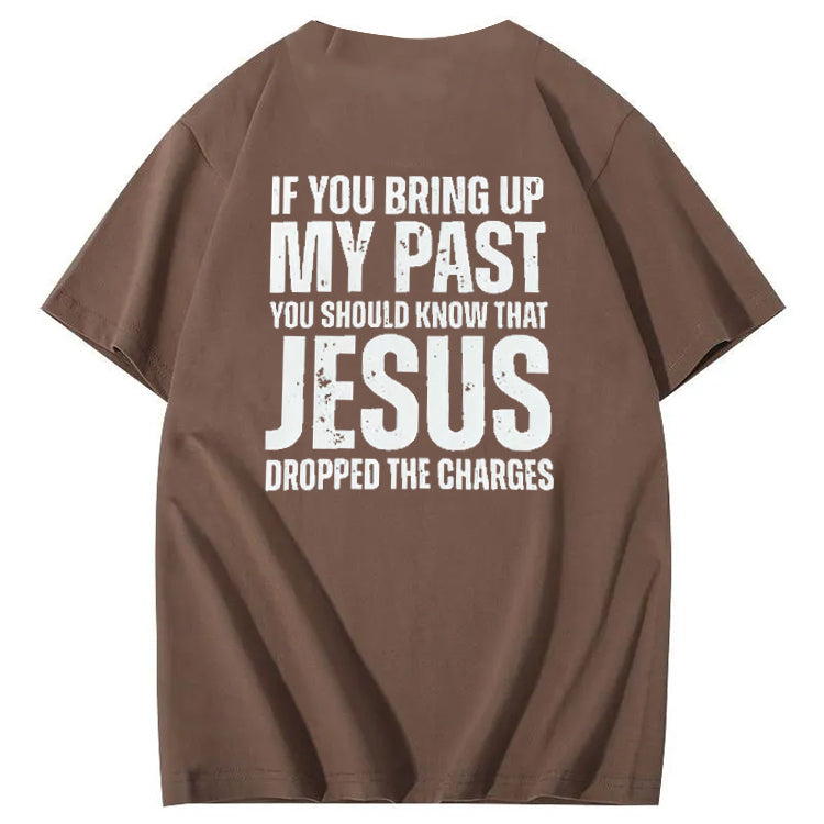 Bring Up My Past Jesus Pattern Print Crew Neck T-Shirt