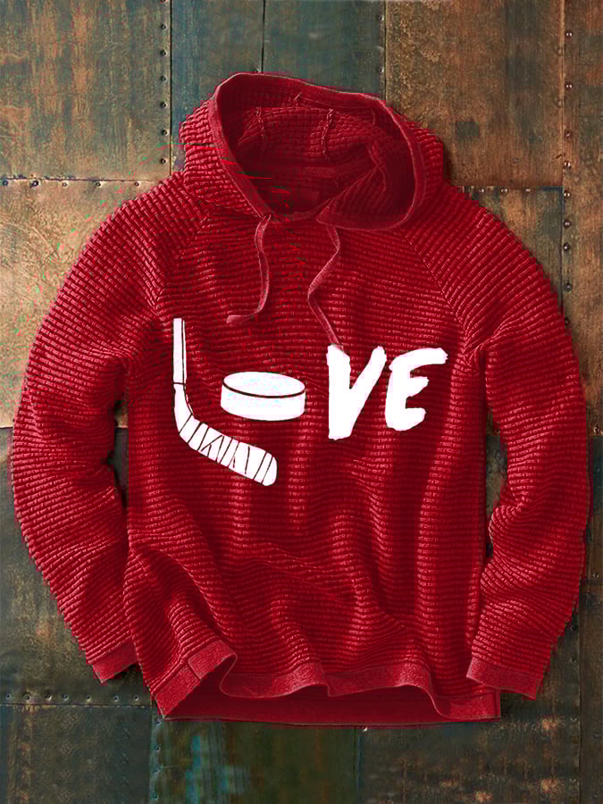 Men's Love Ice Hockey Print Hoodie