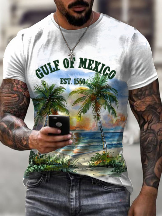 Men's Gulf Of Mexico Print Short-Sleeved T-Shirt