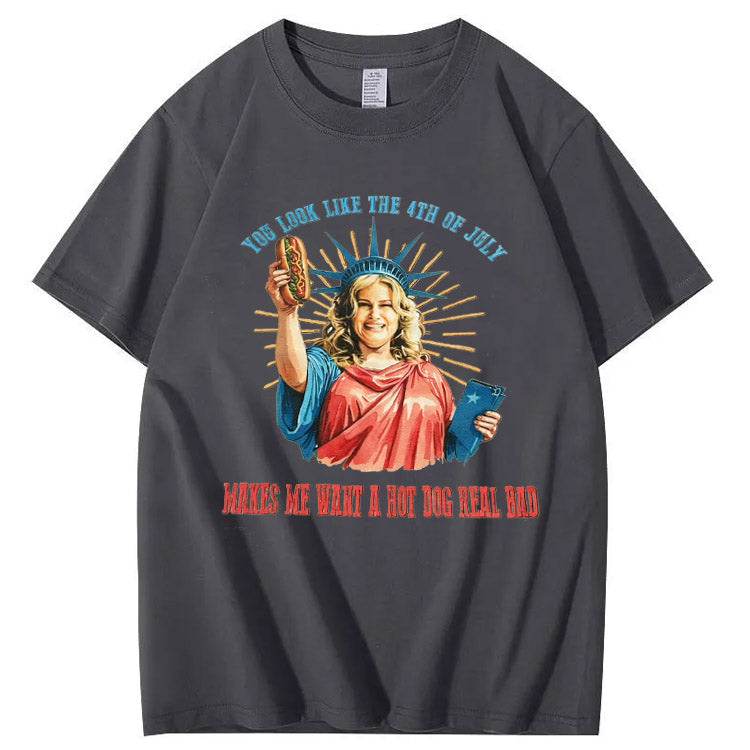 Makes Me Want A Hot Dog Real Bad Pattern Print T-Shirt