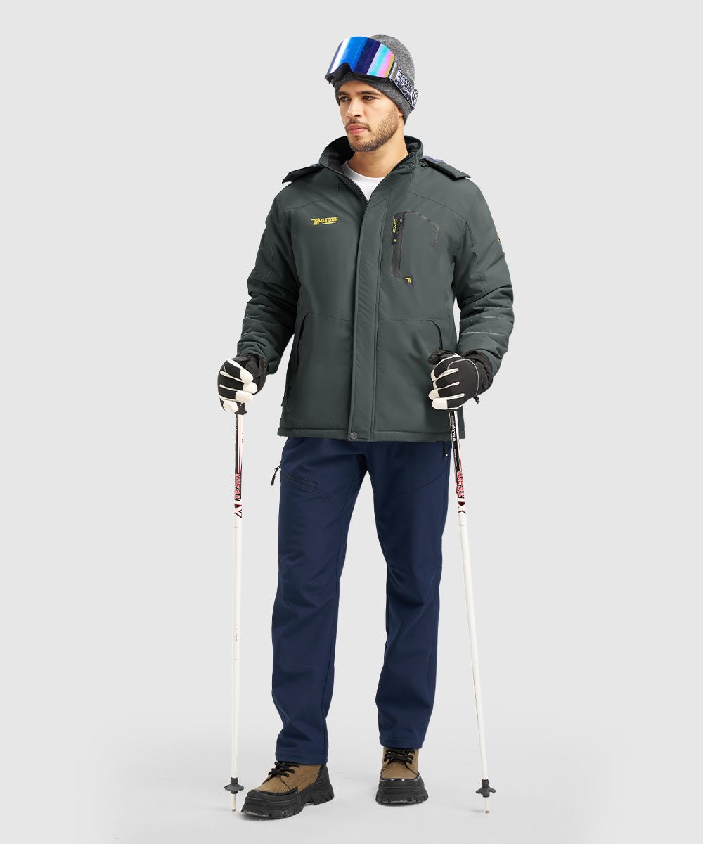 Men's Water Resistant Skiing Windbreaker Hooded Jacket