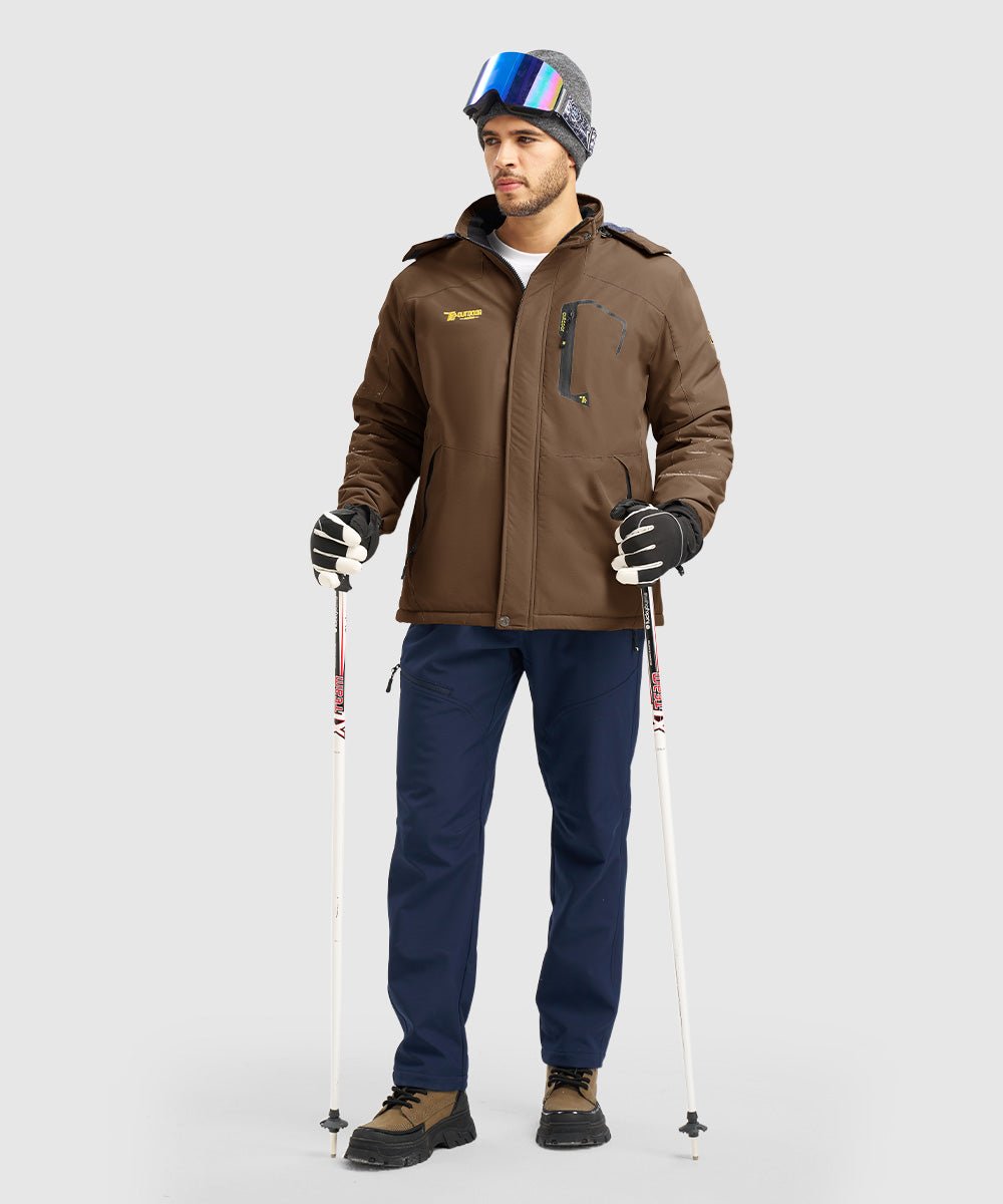 Men's Water Resistant Skiing Windbreaker Hooded Jacket