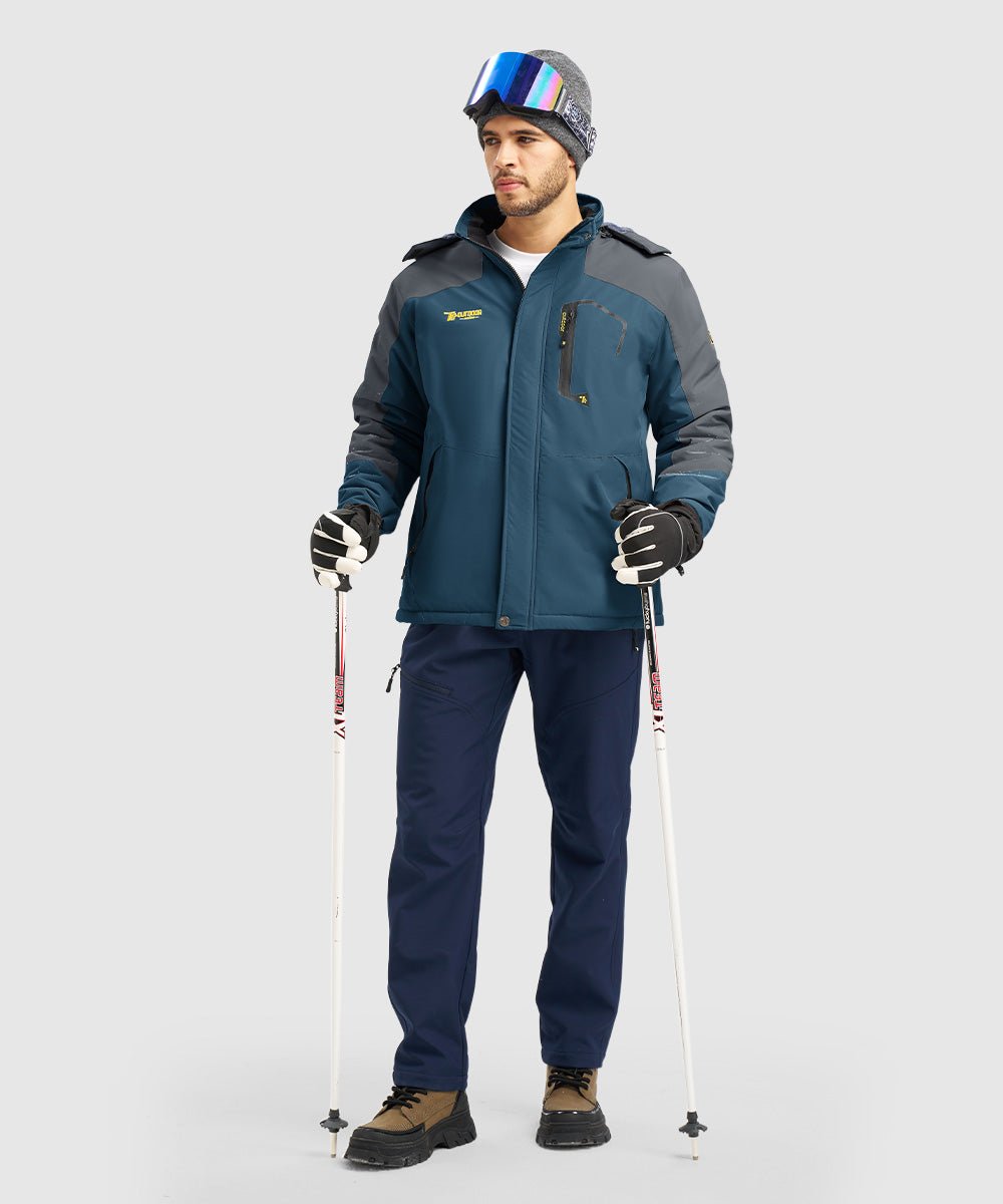 Men's Water Resistant Skiing Windbreaker Hooded Jacket