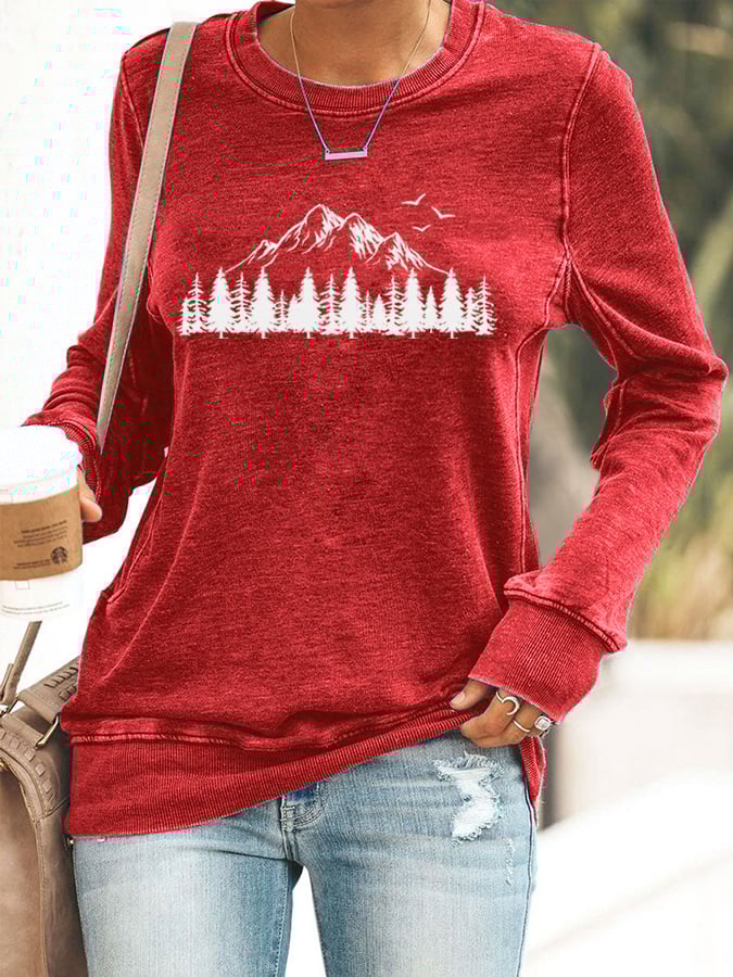 Women's Mountain Nature Lovers Printed Sweatshirt