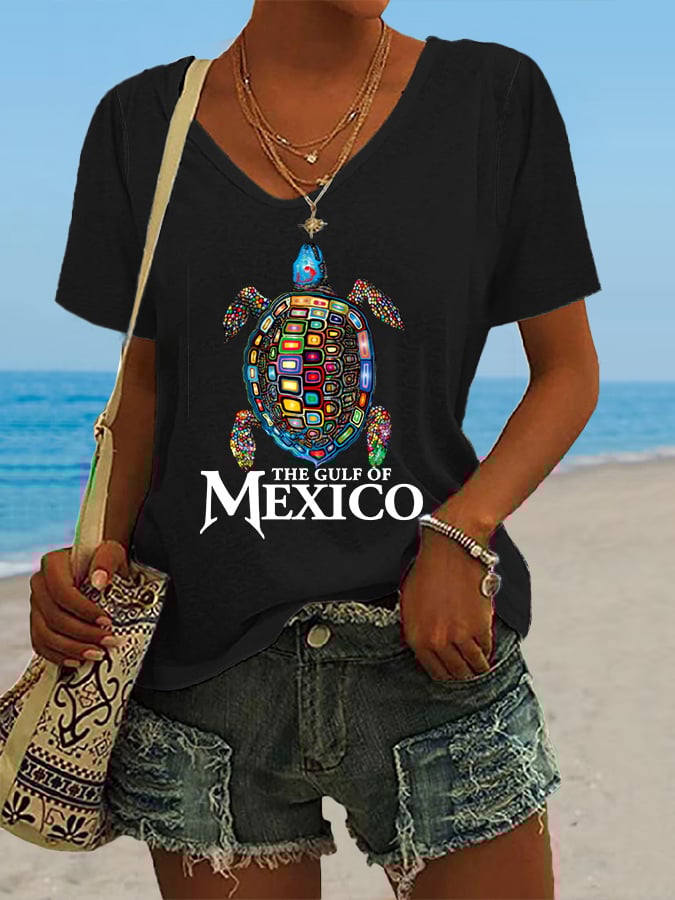 Women's Gulf Of Mexico Print Casual T-Shirt