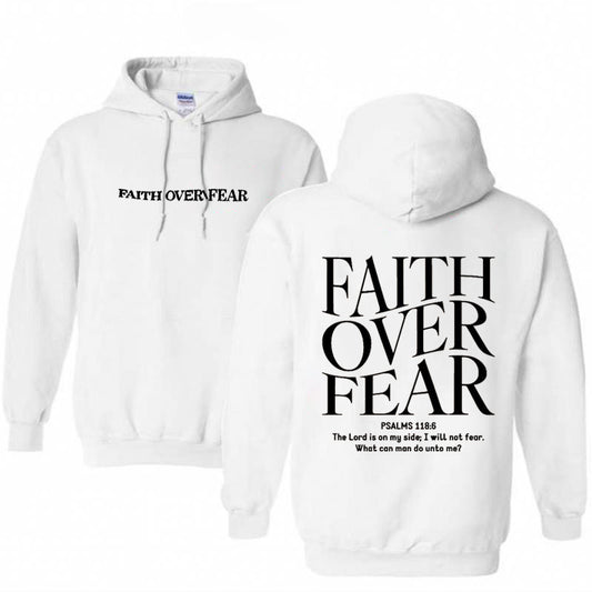 Faith Over Fear Pattern Printed Classics Hooded Sweatshirt