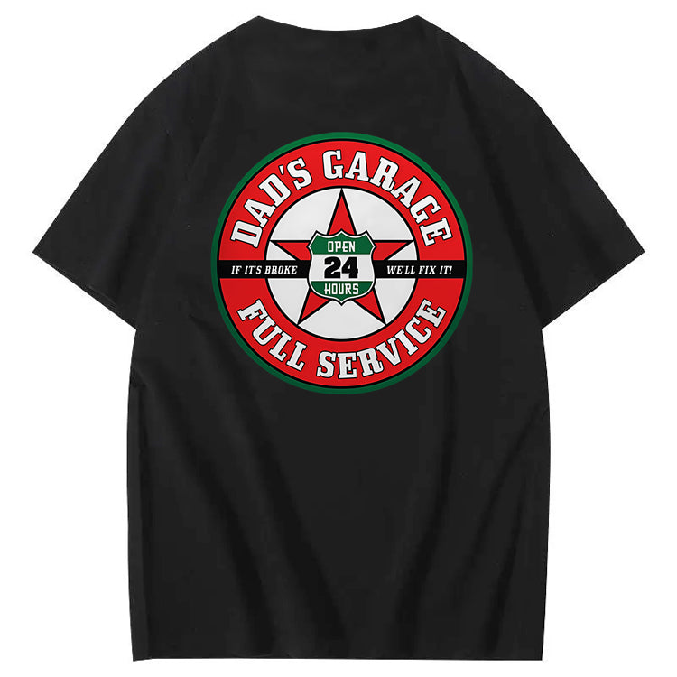 Dad's Garage Full Service If It's Broke We'll Fix It Printed Men's T-shirt